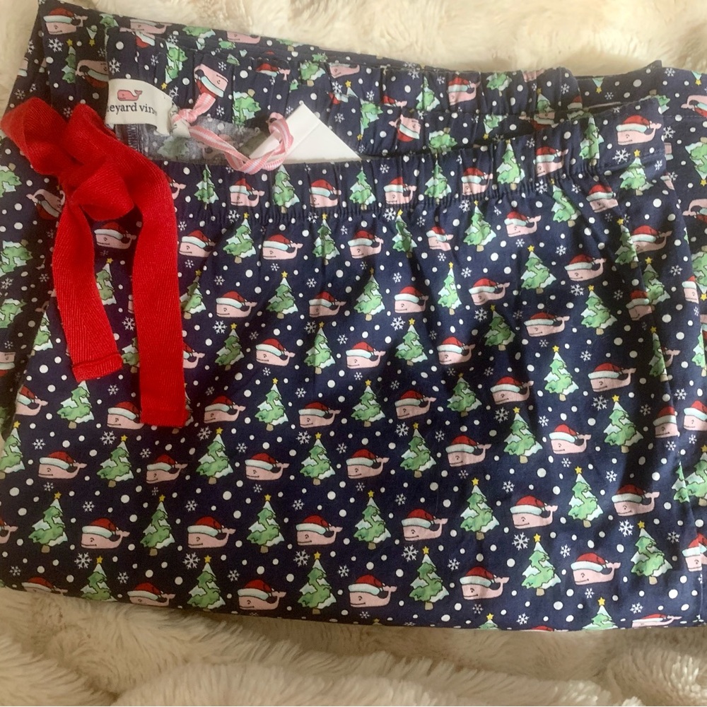 Santa Whale and Trees Lounge Pants - Navy - XL